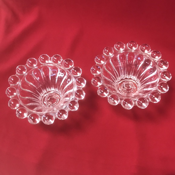 Pr of Vintage Anchor Hocking Berwick aka Boopie Clear Taper Candle Holders - Picture 2 of 5